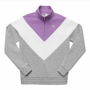 FILA NWT WOMENS 1/4 ZIP PULLOVER SWEATSHIRT PURPLE WHITE GRAY